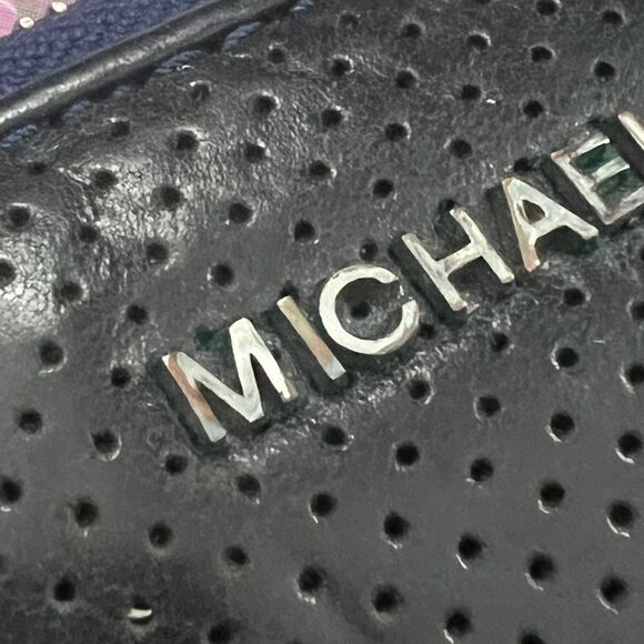 Michael Kors Perforated Zip Around Leather Wallet - Black and Blue - Picture 2 of 11